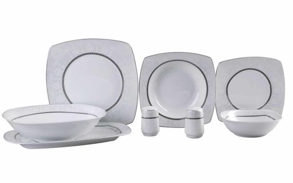 Schäfer 28 Parça Porselen Yemek Takımı Gümüş Kare | 6 Kişilik | 30986
