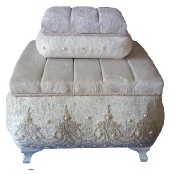 Kare Dilimli 2 Li Çeyiz Sandığı Krem