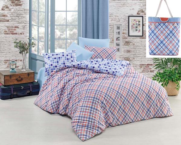 Soley Çanta Hediyeli Tek Kişilik Nevresim Takımı Checked