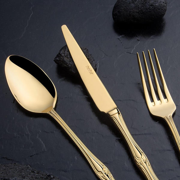 طقم أدوات مائدة من التيتانيوم Lalezar Gold 89 قطعة مع صندوق جلدي