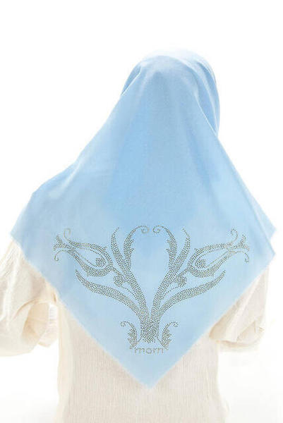 Aysim Pamuklu Taşlı Mavi Baş Örtüsü