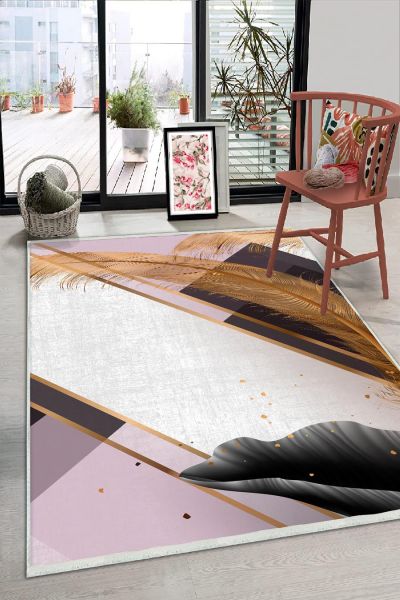 Birkilim Yıkanabilir Dekoratif Halı İpeksi Kaymaz Taban | MLN-IP-HS-336