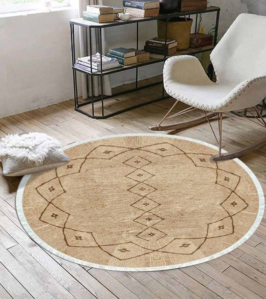 Birkilim Yuvarlak Yıkanabilir Dekoratif Halı İpeksi Kaymaz Taban | MLN-IP-YU-SD-277