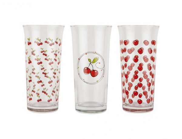 008-01-6 PARÇA VİŞNE DESENLİ MEŞRUBAT BARDAĞI TAKIMI