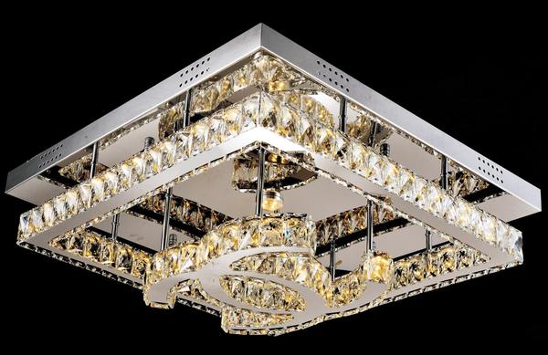 Dekonaz Kristal LED Kare Tavan Lambası MP3 Bluetooth 60cm | DTX-C7-150