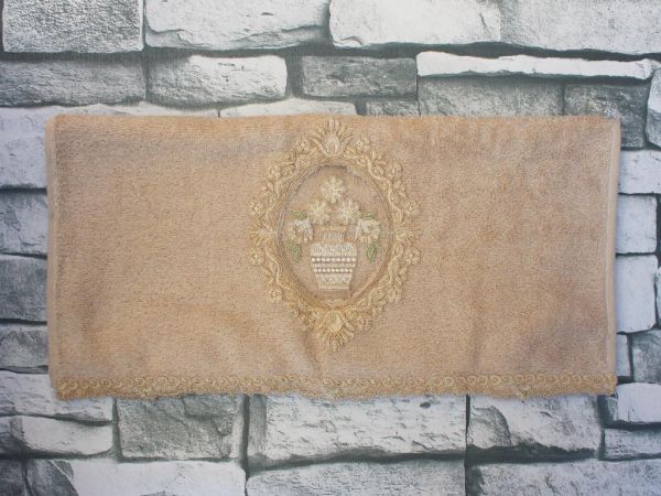 Çeyiz Diyarı Flowerpot Nakışlı Çeyizlik Havlu Kapiçino