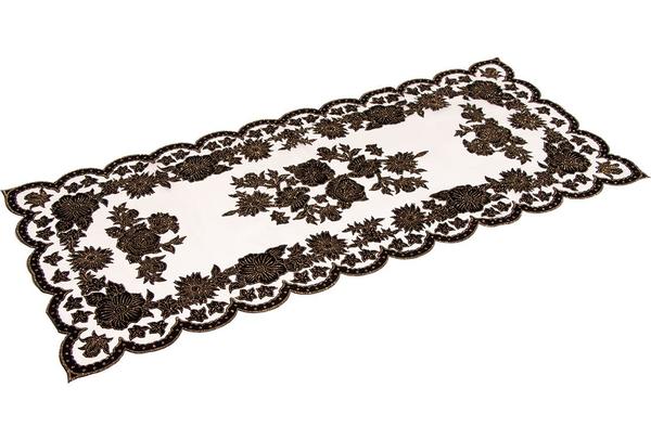 Almina Danteel Home Masa Örtüsü 42x94 cm | Siyah/Gold/Seffaf | AL-TL-39