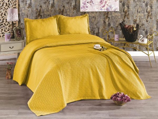 Emma Tek Kişilik Yatak Örtüsü Oksit Sarı