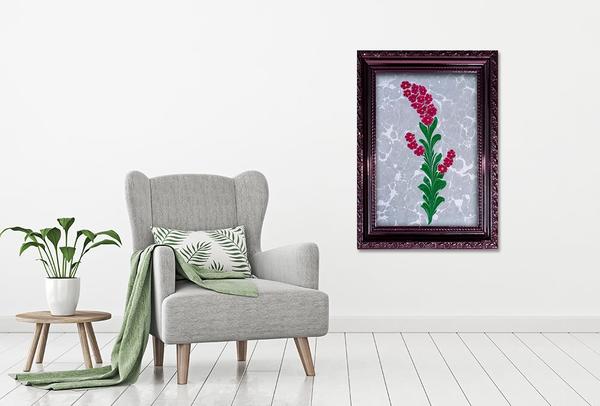 Ebru Çiçekler Çerçeve Baskılı MDF Tablo | Tk-1071