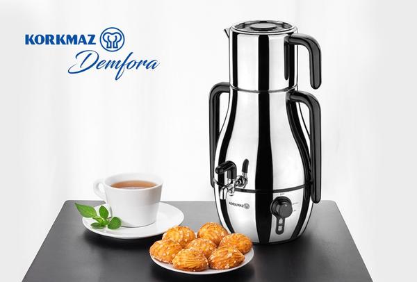 Korkmaz Demfora Elektrikli Çay Makinesi Semaver | İnox Siyah | A337