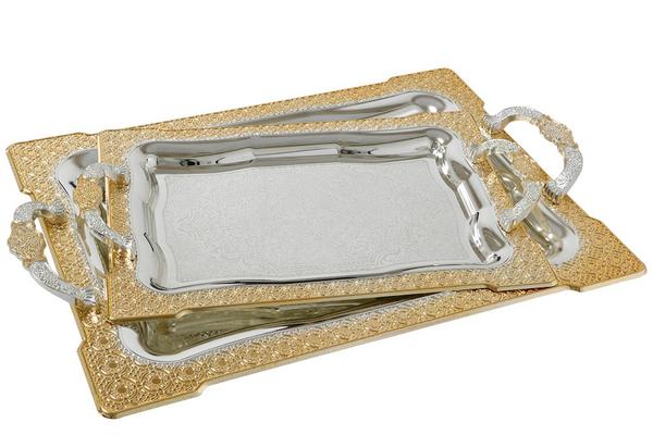 Almina 2'li Servis Tepsisi | Altın Gümüş | AL-0962-5-G