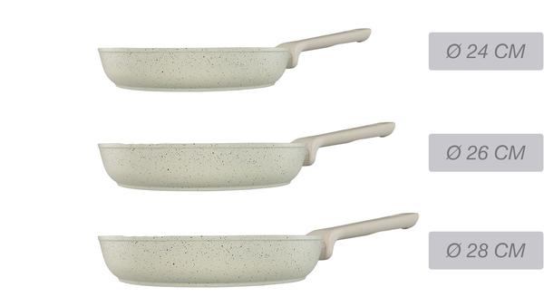 Duygu 3'lü Granit Tava Seti | 3 Adet | İndüksiyon | Bej | 24/26/28 cm |