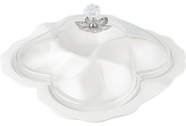 Dekonaz 4 Bölmeli Kapaklı Çerezlik Kahvaltı Tabağı | Gp-0053