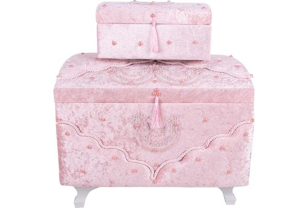 Dekonaz 2'li Dantel İnci Süslemeli Çeyiz Sandığı By-sdk-0011