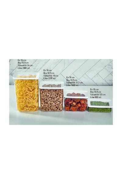 Vip Ahmet 4 lü Dikdörtgen Şeffaf Saklama Kabı Seti | VIPAHMET-VP-105