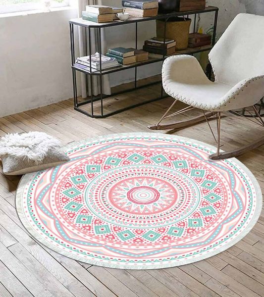 Birkilim Yuvarlak Yıkanabilir Dekoratif Halı İpeksi Kaymaz Taban | MLN-IP-YU-SD-101