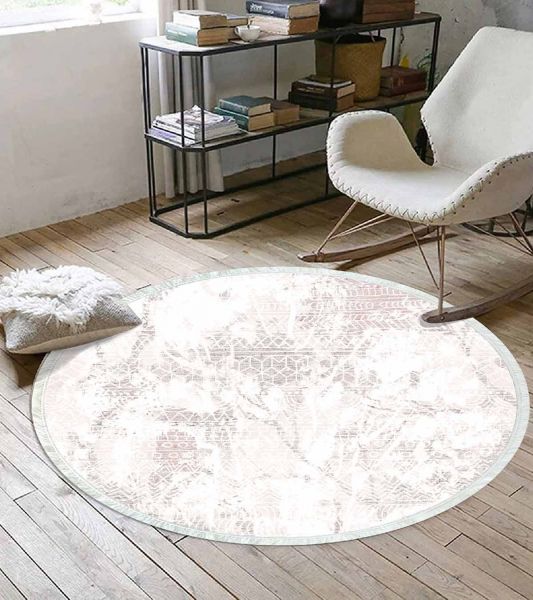 Birkilim Yuvarlak Yıkanabilir Dekoratif Halı İpeksi Kaymaz Taban | MLN-IP-YU-HT-214