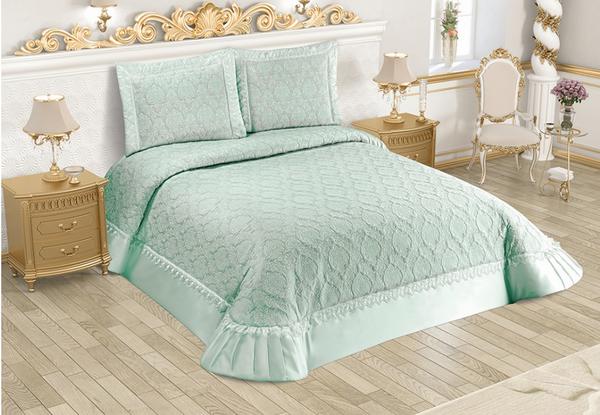 Belenay Çift Kişilik Yatak Örtüsü - Rustik Su Yeşili