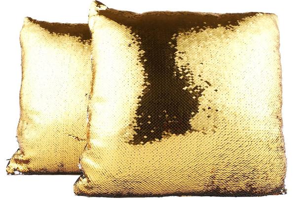 Dekonaz Modern Tasarımlı Dekoratif Pullu Yastık 40x40cm | Sarı/Gümüş | MTL-0053