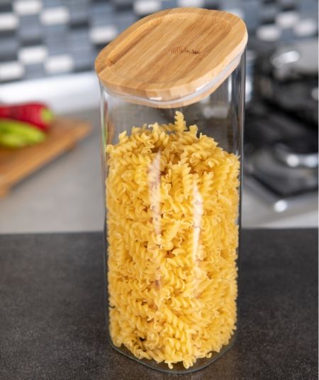 Acar | Bambu Kapaklı Eğimli Cam Kavanoz 0,95 Lt