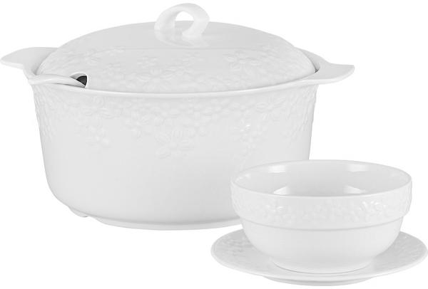 Bavary Fas 15 Parça Porselen Çorba Seti | Beyaz | 6 Kişilik | B1