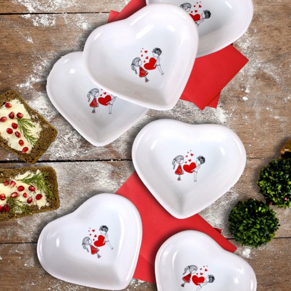 Dolu Kalp Kalp Çerezlik 14 Cm 6 Adet | Keramika