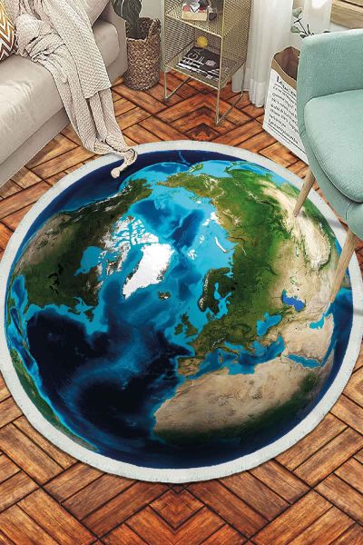 Birkilim Yuvarlak Yıkanabilir Dekoratif Halı İpeksi Kaymaz Taban | MLN-IP-SD-264