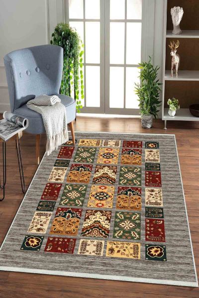 Birkilim Yıkanabilir Dekoratif Halı İpeksi Kaymaz Taban | MLN-IP-HK-094