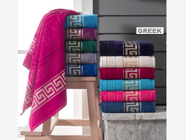 Lot de 2 serviettes de bain en coton velours grec