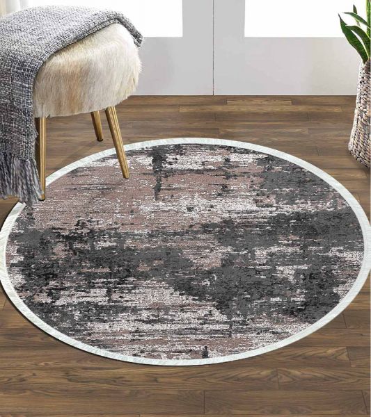 Birkilim Yuvarlak Yıkanabilir Dekoratif Halı İpeksi Kaymaz Taban | MLN-IP-YU-HT-1313