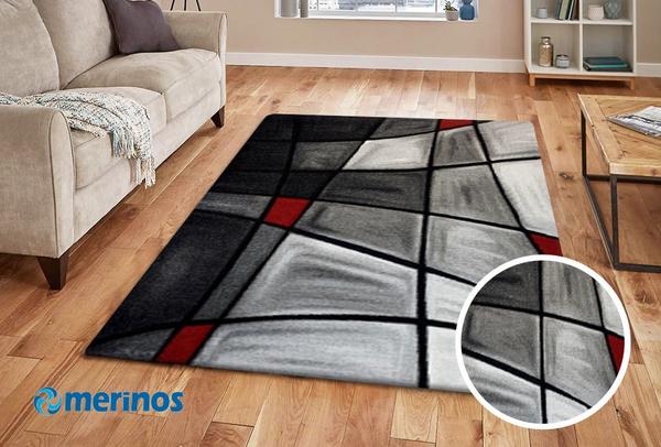 Merinos Brilliance Halı Asimetrik Desenli | Kırmızı | 659-910-Red