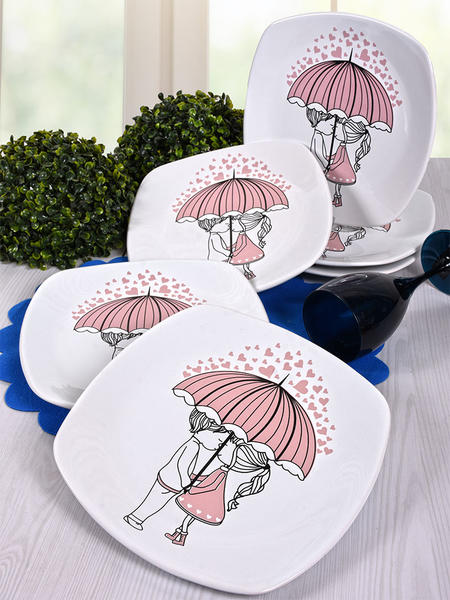 بينك لوف لوحة خدمة مظلة 27 سم 6 قطع | كيراميكا