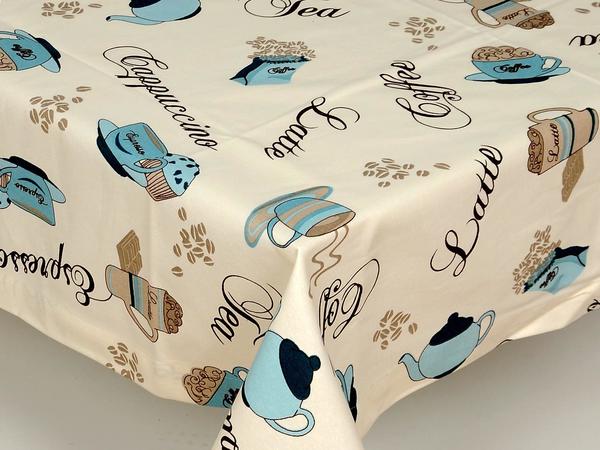 Coffee Latte Mutfak Masa Örtüsü Mavi