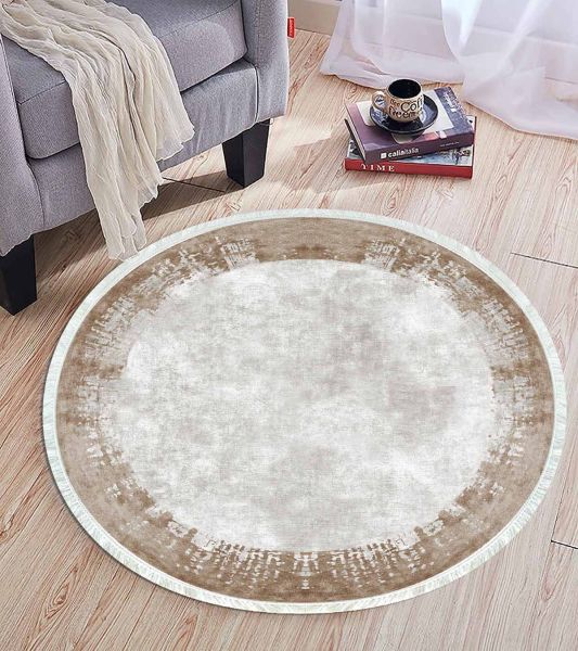Birkilim Yuvarlak Yıkanabilir Dekoratif Halı İpeksi Kaymaz Taban | MLN-IP-YU-HT-494