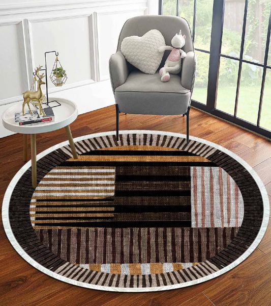 Birkilim Yuvarlak Yıkanabilir Dekoratif Halı İpeksi Kaymaz Taban | MLN-IP-YU-HT-927