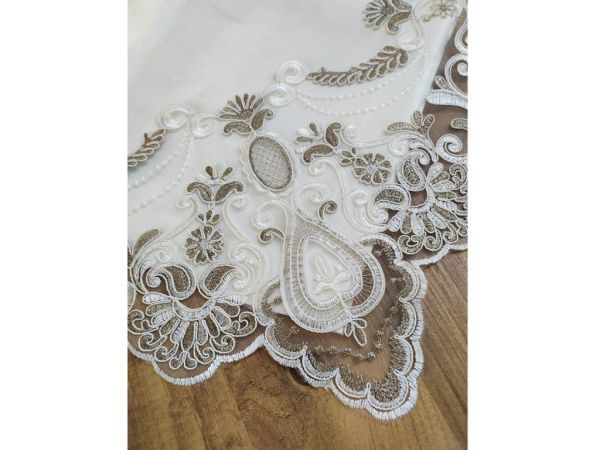 Çeyiz Diyarı Fransız Güpürlü Begüm Tek Bohça Krem