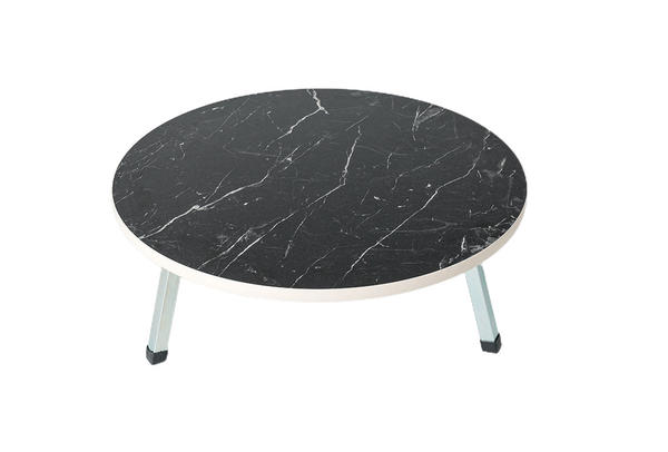 Dekonaz | Geleneksel Yer Sofrası | Masa | 60 cm | Mermer Desenli | Siyah