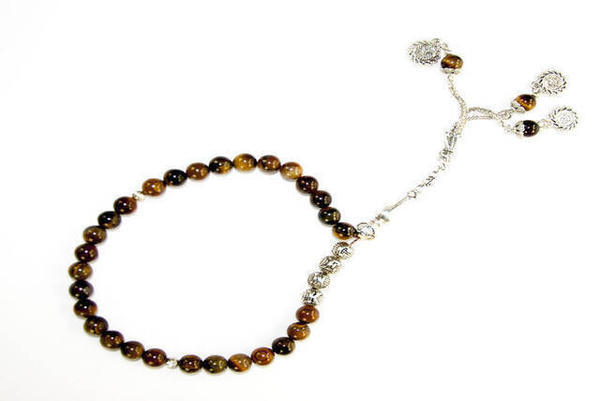 تسبيح حجر طبيعي عين النمر مقاس 33 بوصة