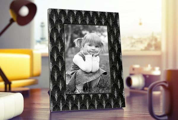 Dekonaz Kristal Palme Desenli Cam Resimlik Çerçeve | Siyah | 12.7x17.8cm