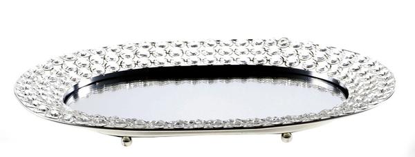 Çınar Kristal Dekoratif Tepsi - Gümüş