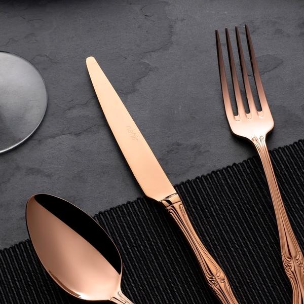 Titanium Lalezar Bronz 89 Parça Deri Kutulu Çatal Kaşık Bıçak Seti