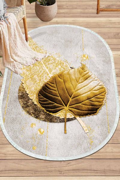 Birkilim Oval Yıkanabilir İpeksi Kaymaz Taban Dekoratif Halı | MLN-IP-O-HY-1273