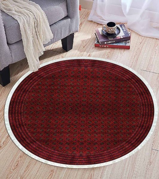 Birkilim Yuvarlak Yıkanabilir Dekoratif Halı İpeksi Kaymaz Taban | MLN-IP-YU-HT-645