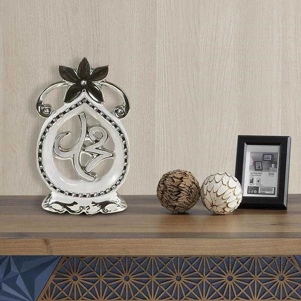 Schäfer "Allah & Muhammed" Yazılı Biblo | Beyaz & Gümüş | 30533-M