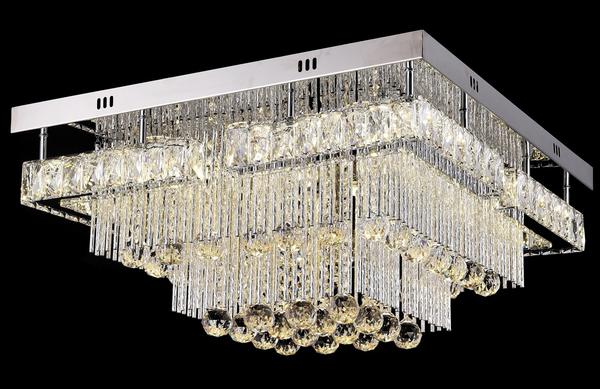 Dekonaz Kristal LED Kare Tavan Lambası MP3 Bluetooth 60cm | DTX-C23-28