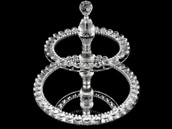 Dekonaz 2 Katlı Kristal Servis Tabağı | DTX-Kristal-95