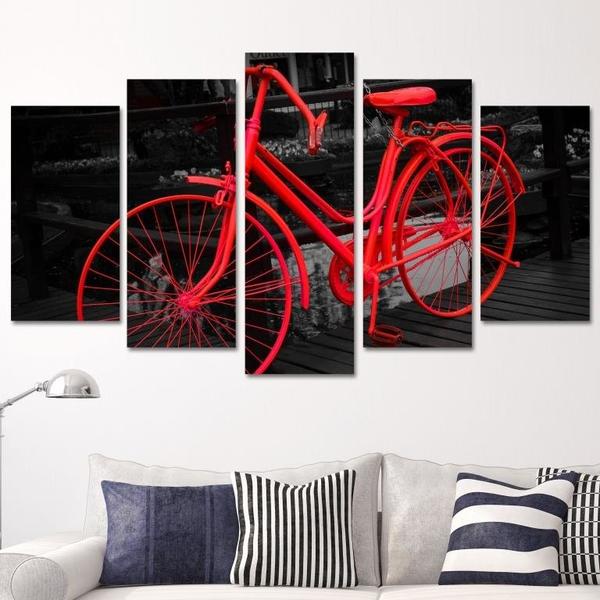 5 Parça Tablo - Kırmızı Bisiklet