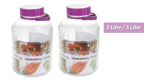 Dekonaz Cam Turşu Kavanozu | 2 Adet | 5 Litre | Mor