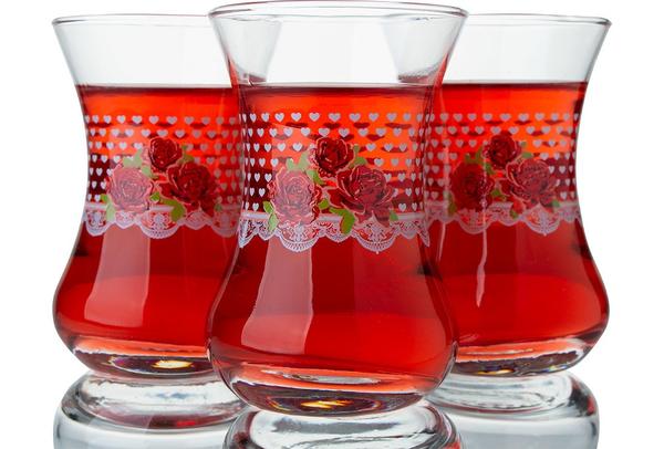 Lav Gülce Çay Bardağı Seti 6 Adet | 135ccm | Kırmızı | Dmt-303-sb3392