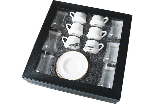 Almina Çay ve Kahve Seti | Bardak ve Fincan | Mat Beyaz | 18 Parça | Al-8289